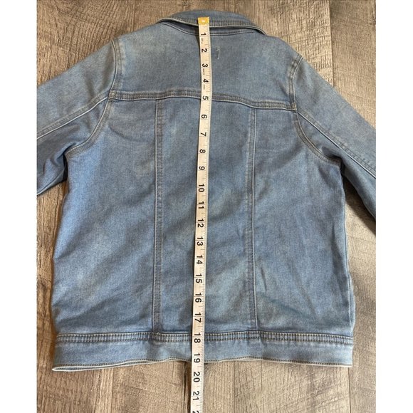 Disney Denim Jacket Youth Girls 10 Blue Distressed Stretch Applique Minnie - Picture 9 of 10